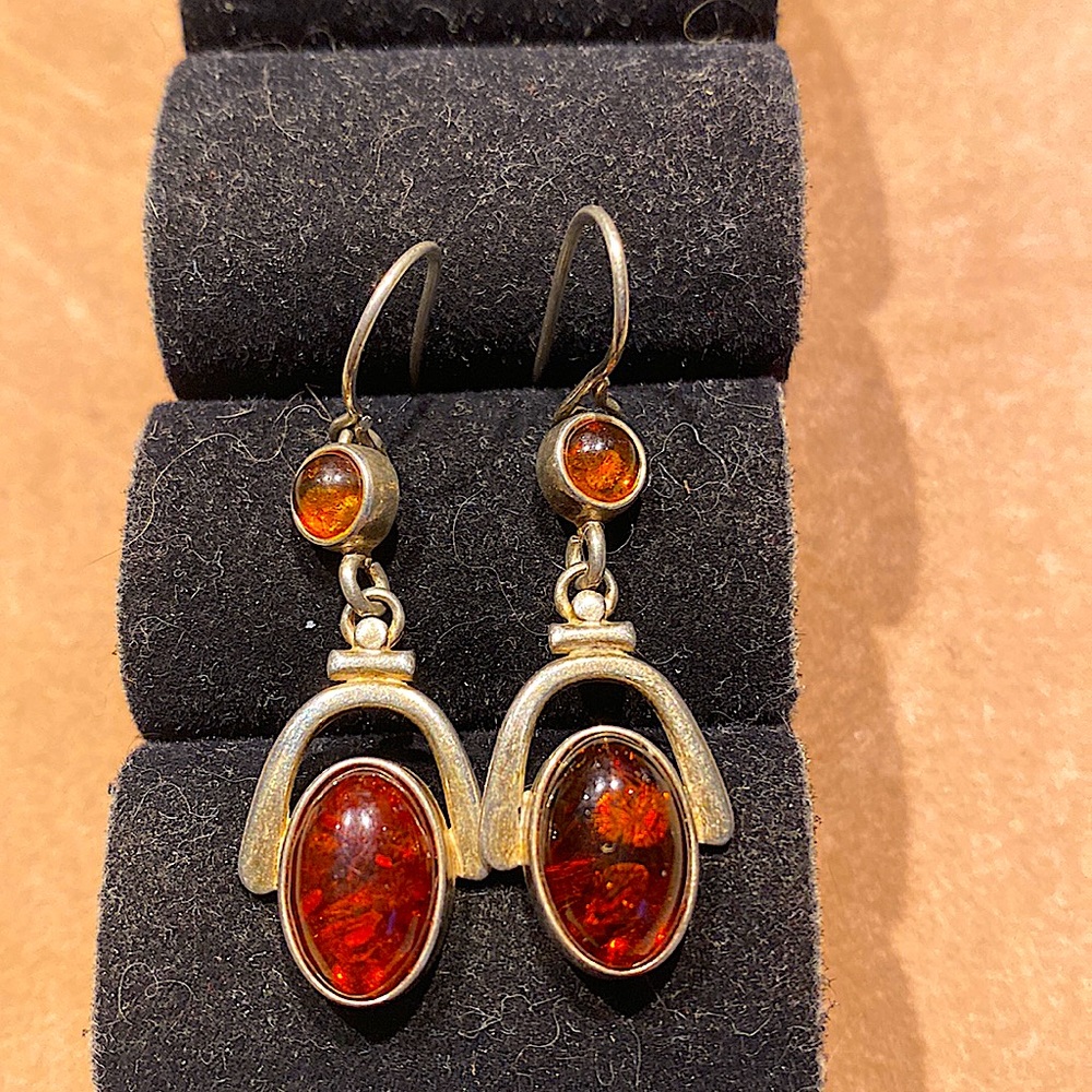 Nice Sterling Amber Earrings